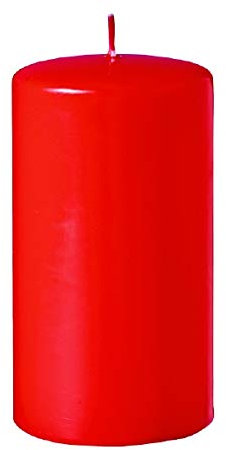 4er Set Oster, Frühling, Stumpenkerzen Paprika Rot 12 x Ø 5 cm