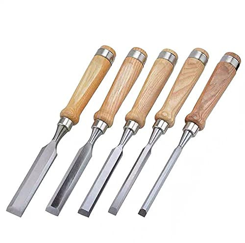 Formones Para Madera Gubias Para Tallar Madera Herramienta 5Pcs 6-24Mm Chrome Vanadium Chisels Chisels Set Carpenter Flat Cr-V De Talla Profesional Grosor Herramienta De Carpintería