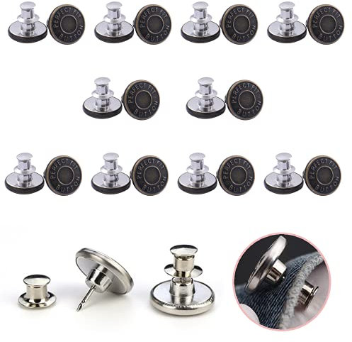 10 Stück Jeans Knöpfe Ohne Nähen, 17mm Button Pins Jeans, Hosenknöpfe Zum Stecken, DIY Jeansknopf, Knöpfe Hosen Enger Machen, Jeans Knöpfe zum Erweitern oder Reduzieren der Hosengröße(Bronze)