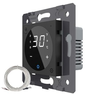Livolo Innenleben Digitales Touch Raumthermostat mit Bodenfühler/Temperaturfühler für Fußboden/Elektroheizung mit Stellmotoren Schwarz