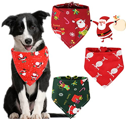 Haustier Bandanas,4 Stück Haustier Dreieck Lätzchen,Einstellbar Halstuch Hunde Seihnachten Haustier Bandana,für Weihnachten Haustier Halstuch Dekoratio