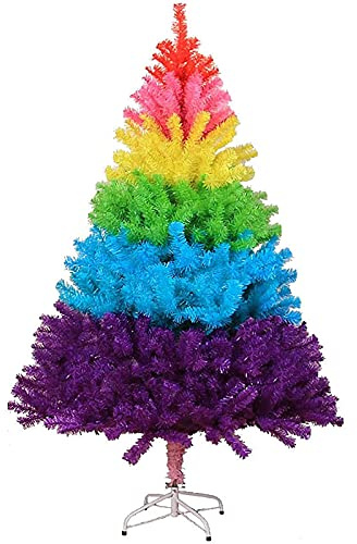 KKLT 3ft Colorful Artificial Christmas Tree,Rainbow PVC Christmas Pine Tree Metal Stand Holiday Seasonal Decoration Desk Ornament For Home Office Supplies Gift-Rainbow 90cm(3ft)