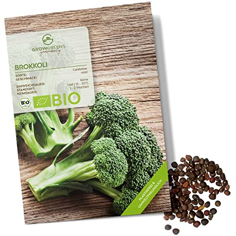 BIO Brokkoli Samen (Calabrese, 50 Korn) - Brokkoli Saatgut aus biologischem Anbau ideal für die Anzucht im Garten, Balkon oder Terrasse