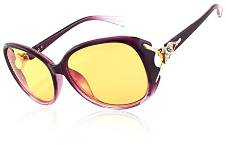 FEISEDY Klassische Nachtsichtbrille Damen Brille Vintage mit Gelbe Linse für Schlechte Lichtverhältnisse B2730