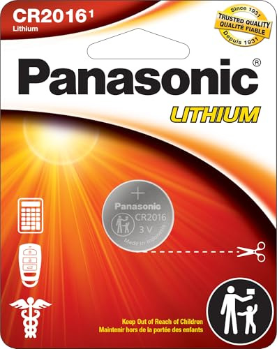 Panasonic CR2016 - Pilas de botón de litio de larga duración de 3.0 voltios en embalaje resistente a los niños, basado en estándares, paquete de 1 batería