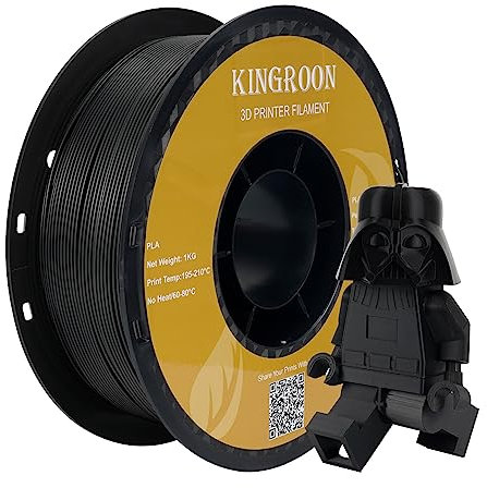 Kingroon PLA Filament 1.75mm, PLA 3D Drucker Filament Maßgenauigkeit +/- 0.03mm, 1KG Spule (2.2 LBS) PLA Filament für 3D Drucker, Schwarz
