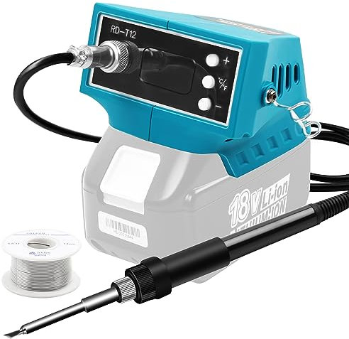 TIHOOK 72W Digitale Lötkolben Set für Ma-kita 18V Akku, AC/DC Lötkolben mit Netzteil und Lötdraht, Temperatur Einstellbar Lötstation Kit, 150-500°C (302-932°F) für Heimwerker, Reparatur (Ohne Akku)