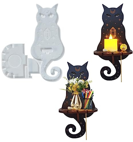 DIYBravo Epoxidharz Form Katze Behälter Kerzenhalter Anzeige, Epoxid Resin form Silikon Halter Kult Gießform Aufbewahrung Silikonform Ornament Wandbehang für Türhänger