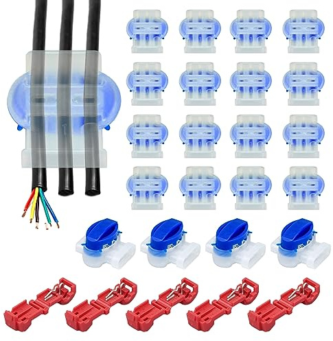 Divono Lot de 20 connecteurs de câble de tondeuse à gazon, connecteurs de fils électriques durables avec 5 pinces de connexion rouges, pour tondeuses à gazon robotiques, applications d'irrigation