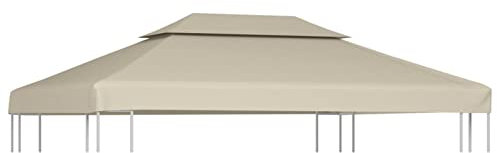 GuyAna Recouvrement de Remplacement d'auvent 310 g/m² 3 x 4 m Beige,Housse De Rechange pour Parasol,Anti-UV Parasol