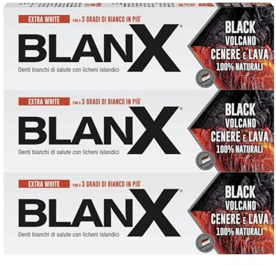 BlanX Black Volcano Zahnpasta 75 ml x 3, Whitening Zahnpasta mit isländischen Flechten und Vulkanasche, vegan freundlich und antibakteriell