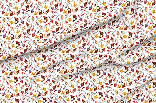 Spoonflower Fabric - Koi Fish Pond Printed on Polartec(R) Fleece Fabric by The Yard - Sewing Blankets Loungewear and No-Sew Projects