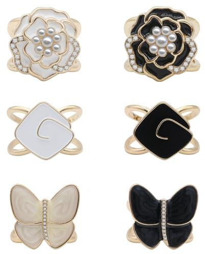 Oenothera 6 Stücke Schalring Clip, Goldene Schalschnalle, Schalring Moderner Verschluss, Schal Verschluss Ring, Für Damenschals Und Seidenschals Verwende（B）