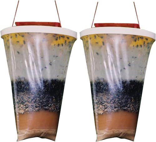 4/2/1 Pack Fly Trap, Effective Hanging Fly Traps Bag with Fly Bait,Disposable Fly Catcher Outdoor,Fly Killer Repellent for House,Garden,Horse Barn and Outdoor (2Pack)