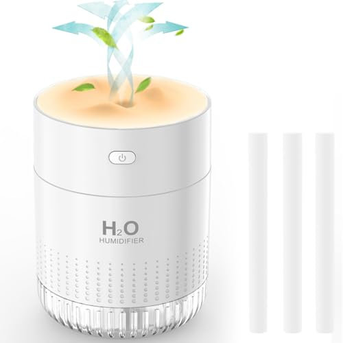 LKV Umidificatore d'aria per camera da letto Umidificatori USB portatili da tavolo per la casa con luce notturna soffusa-2 modelli di spruzzo-Facile da usare