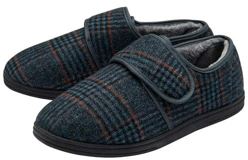 NorthSole Mens Slippers Easy Close Rip Tape Fastening - Blue - UK 9