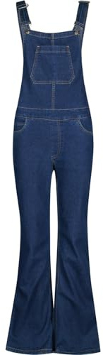 Madcap England Women's Retro 70s 80s 90s Skinny Flare Flared Denim Dungarees Bell Bottom Blue MC1090 (UK, Numeric, 14, Regular, Regular, 29 Leg, Indigo)
