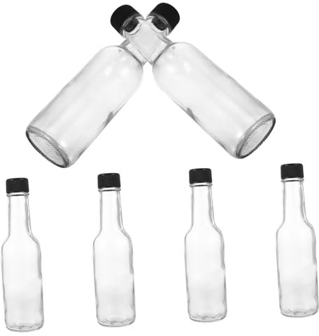 PRETYZOOM Lot de 6 Bouteilles D'assaisonnement 150ml en Verre Couvercle, Flacons Réutilisables pour Sauces, Ketchup, Vinaigrettes, Usage la Cuisine et Pique-niques, Pots à Condiments