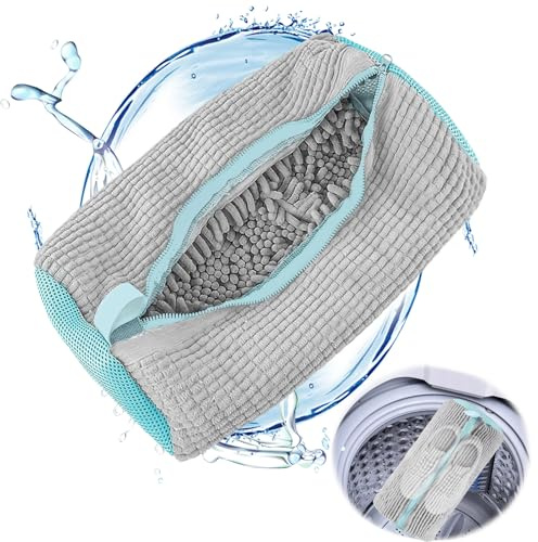 Ailan Schuhwaschmaschinenbeutel, wiederverwendbarer Schuhputzbeutel für die Waschmaschine, geeignet für alle maschinenwaschbaren Schuhe, verhindert Verformungen der Schuhe (Grey-1pc)