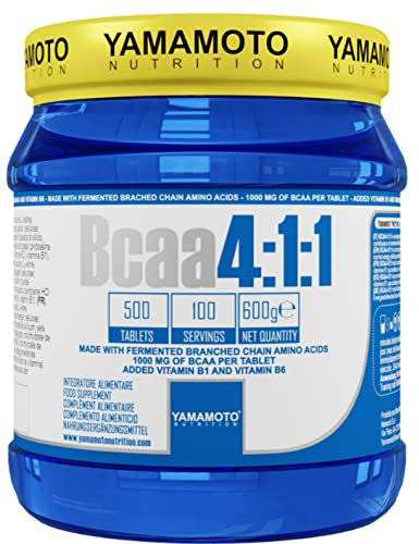 Yamamotò Bcaa 4.1.1 500 compresse - aminoacidi ramificati con Vitamina B1 e B6. Senza Glutine, Senza Lattosio