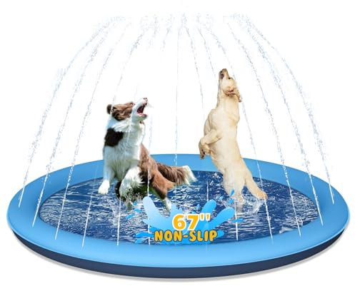 Dog Splash Pad, 67 Non-Slip Thickened Outdoor Sprinkler Pool, Summer Outdoor Pet Cooling Mat, Splash Pad for Dogs & Kids