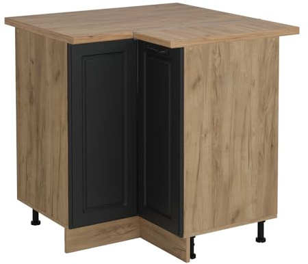 Vicco Eckunterschrank R-Line, Anthrazit Landhaus, 75.6 cm | MDF-Front · AP Eiche inkl. · Höhenverstellbare Füße · Metallgriffe · 1 Tür