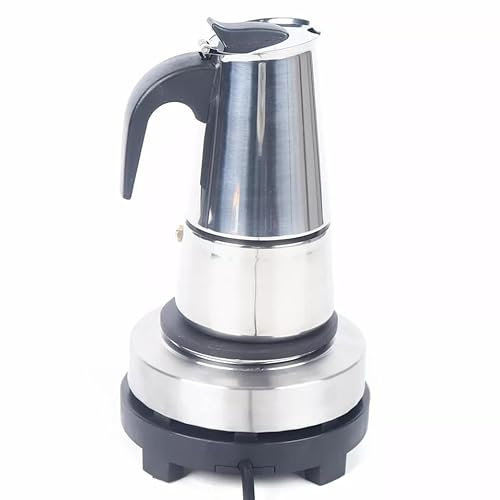 innytund Caffettiera elettrica 4 tazze in acciaio inox moka brocca alluminio con fornello elettrico, nero 200 ml