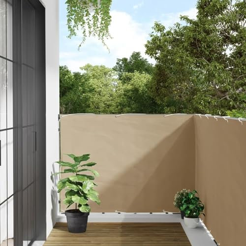 Xichuzi Balkon-Sichtschutz Beige 120x600 cm Oxford-Gewebe, Balkonsichtschutz, Windschutz Balkon, Windschutz Terrasse, Balkonverkleidung, Sichtschutz Garten - 134947