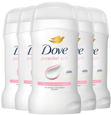 Dove Anti-Perspirant Cream Powder Soft, Pack of 5, Deodorant for Women with Moisturising Cream 48 Hour Sweat and Odor Protection Long-Lasting Fragrance, 50 ml