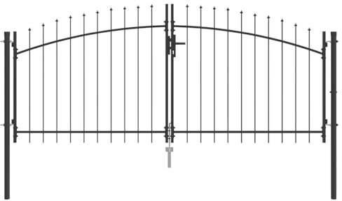 vidaXL Porte de Jardin avec verrouillage Gris 125 x 300 cm Acier, Jardin et terrasse, barrière métallique décorative, entrée sécurisée, clôture extérieure originale