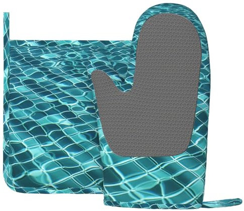 Lot de 2 gants de cuisine et maniques en silicone résistant à la chaleur pour piscine - Gants de cuisine antidérapants pour micro-ondes