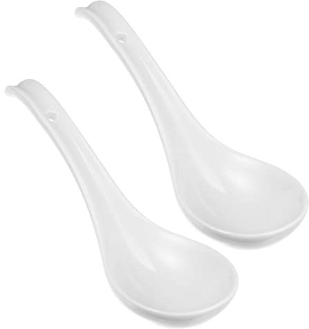 Cucchiaio da Zuppa in Ceramica Bianco, 2 Pezzi per Casa