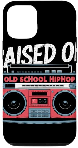 RAISED ON OLD SCHOOL HIPHOP Boombox Années 80 Musique Rap Coque pour iPhone 12/12 Pro