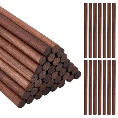 OLYCRAFT 50 palillos de madera de nogal 15 cm largos palillos redondos de madera de nogal 10 mm baguette artesanías baguette redondas, artesanía y trabajo, accesorios hechos a mano