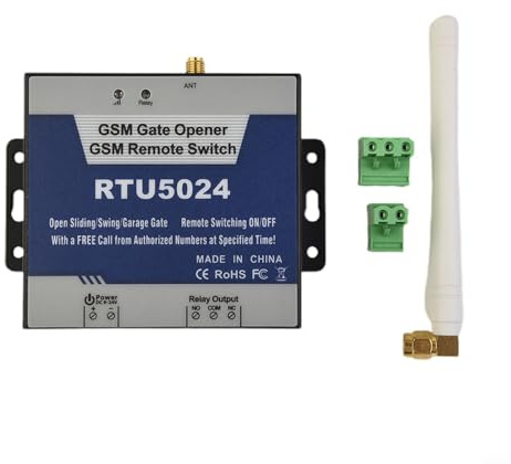 Glomc GSM Gate Opener, RTU5024 GSM Door Opener Relay Switch For Remote Access Control Of Garage Doors, Barriers, Programmable Via Phone Call ﻿