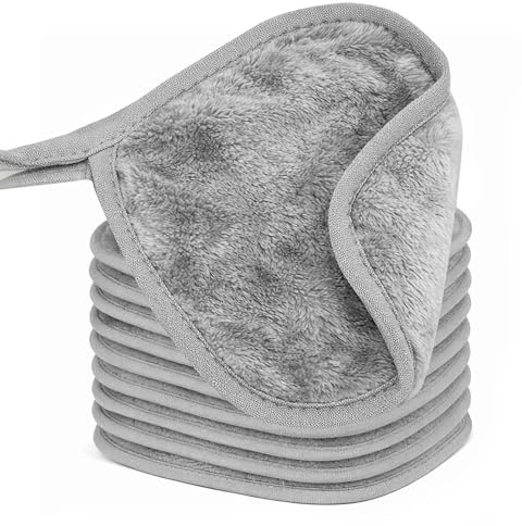 Lot de 10 lingettes démaquillantes lavables en microfibre - 16 x 16 cm - Gant de toilette pour le visage - Lingettes nettoyantes pour tous les types de peau - Réutilisables pour le voyage quotidien