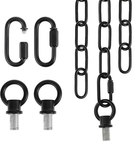 ELEOUTI Black Iron Hanging Basket Chain with Carabiner for Outdoor Use, Easy to Use and Lasting Durability, Suitable for Plants and Outdoor Decorations