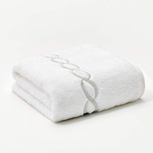 Calla Angel Toalla de baño de algodón Egipcio de 1000 g, tamaño Grande, 160 cm x 78,7 cm, 1 Unidad, con Cenefa en Forma de Cadena Plateada