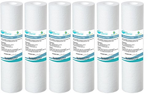 6 x AquaHouse 10 Cartouche de filtre à eau de sédiment pour l'osmose inverse, l'eau alimentée par le pôle et la filtration des particules, correspond à 10 boîtiers de filtre standard - 5 microns