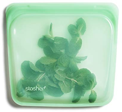 Stasher Silicone Reusable Storage Bag, Sandwich (Mint) | Food Meal Prep Storage Container | Lunch, Travel, Makeup, Gym Bag | Freezer, Oven, Microwave, Dishwasher Safe, Leakproof