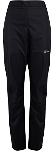 Berghaus Women's Deluge Waterproof Breathable Overtrousers | Durable | Comfortable Rain Pants Overtrousers, Black/Black, 16 29