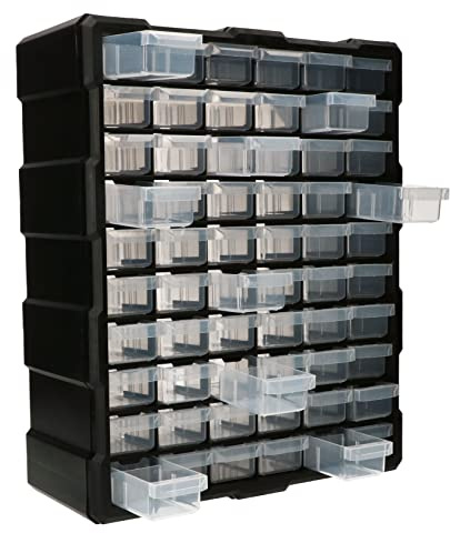 KOTARBAU® Caja de almacenamiento, Organizador de taller, Organizador de piezas pequeñas, 60 cajones/compartimientos, Plástico, Caja de clasificación, Caja de herramientas, tornillos