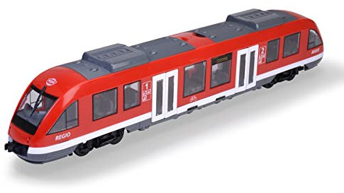 Dickie Toys - City Train (rot) - Spielzeug-Zug (45 cm) auf Rädern mit Türen & Dach zum Öffnen, Eisenbahn für Kinder ab 3 Jahren