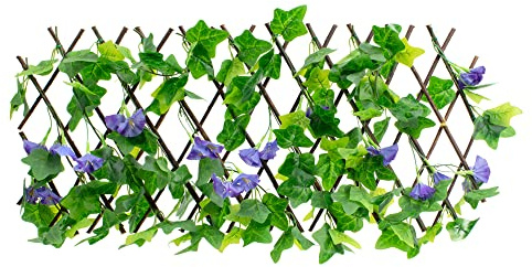 The Secret Home - Celosía Extensible de Madera con Hojas - Enredadera Horizontal o Vertical - Decoración para Interiores o Exteriores - Ideal para Jardín, Terraza o Balcón (Modelo 7-100x30 cm)