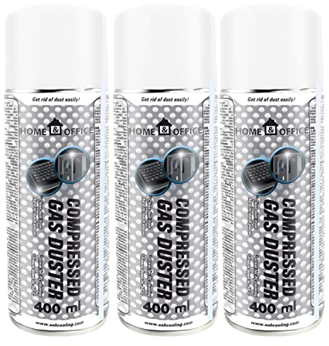 AABCOOLING Home&Office Compressed Gas Duster-PC Dusterburk för rengöring av dator, tangentbord och annan kontorsutrustning, renare, tryckluftsburk, luftfläkt, tangentbordsspray, prime K4, 3x400ml