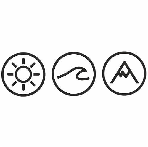KLEBEKÖNIG Aufkleber Sonne Welle Berg Kreise - Sticker Autoaufkleber Scheibenaufkleber Motorradaufkleber Meer Camping - 2 Größen (45 cm x 14 cm)