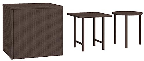 Makastle 3er Set Beistelltische Gartentisch Balkontisch Loungetisch Sofatisch Kaffeetisch Couchtisch Wohnzimmertisch Teetisch Esstisch, Braun Poly Rattan