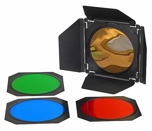 ayex Studio Abschirmklappen Set Große Barn Door mit Wabenaufsatz und Farbfiltern