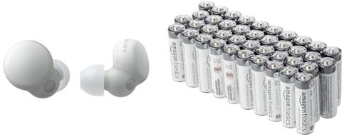 Sony LinkBuds S Truly Wireless Noise Cancelling Headphones Weiß & Amazon Basics AA Industrie Alkalibatterien