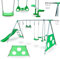 HyperMotion Swing HYP9 Aire de Jeux XXXL - Balançoires Double et Simple, Toboggan, TrapèZE, Panier Basket, But Football - pour 6 Enfants 3+ Ans, 300 kg Max - Vert